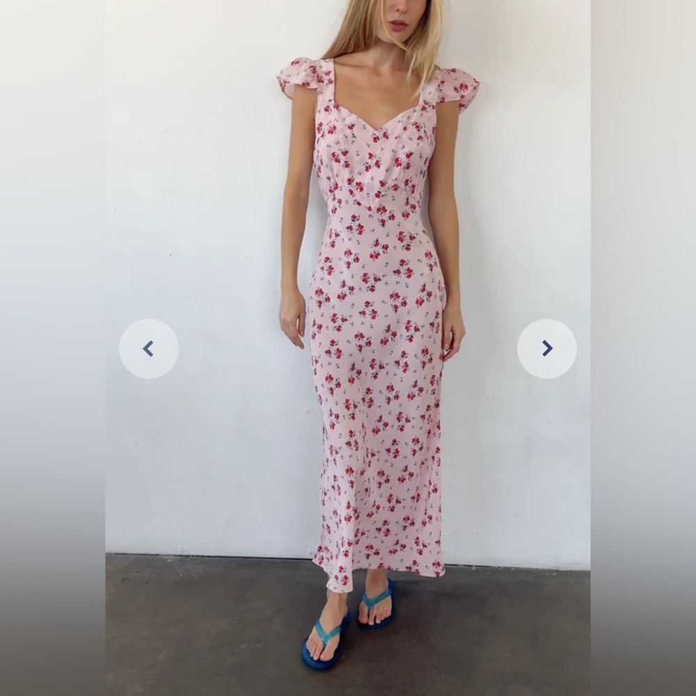 Ciao Lucia Aurora Geranium Print Silk Midi Dress *NWT*